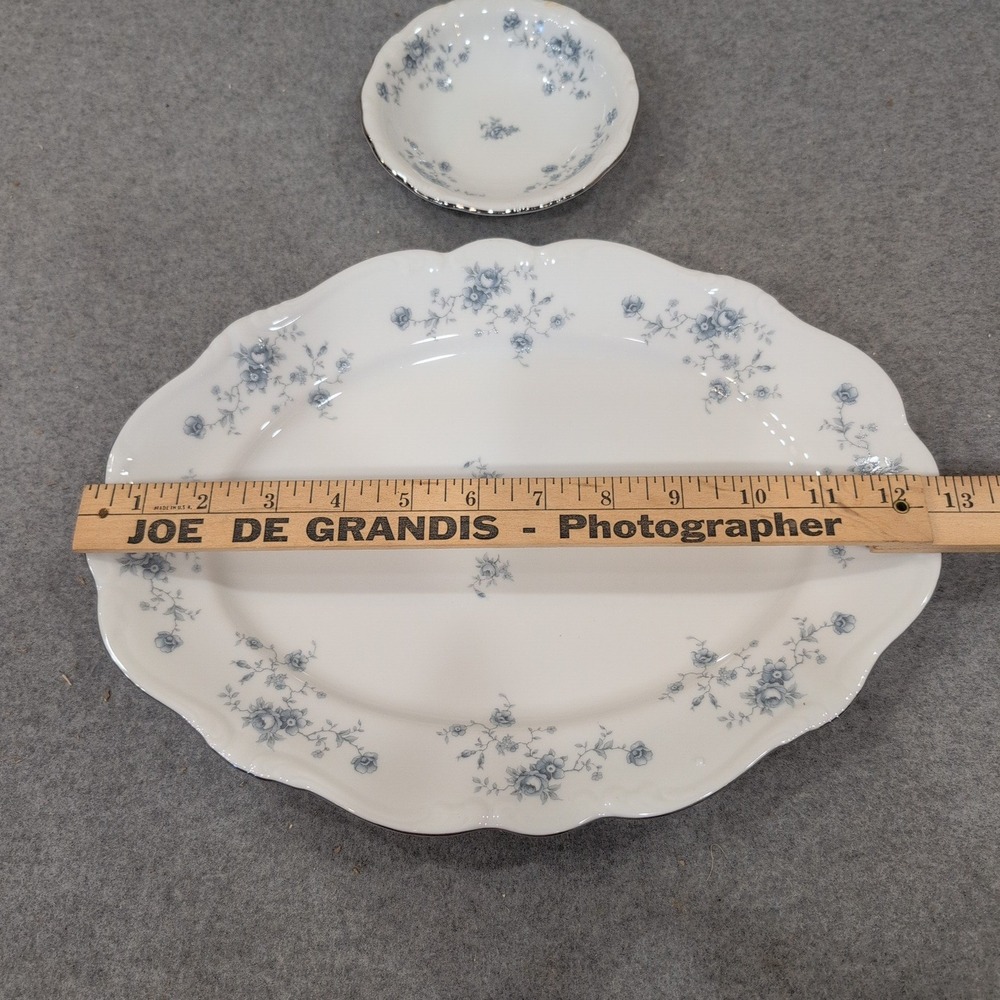 Johann Haviland Blue Garland Oval Platter and Small Bowl Set Bavaria Germany - Picture 4 of 7